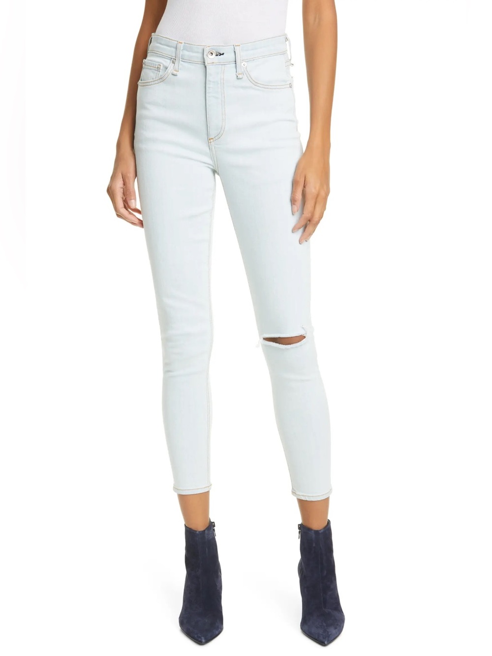 NWT Rag & Bone Nina Ripped High Rise Ankle Skinny Keans in Lake District Sz 25